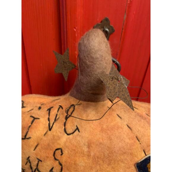 Give Thanks Stuffed Pumpkin Fall Halloween Decor Primitive Country Flag School - Picture 3 of 3